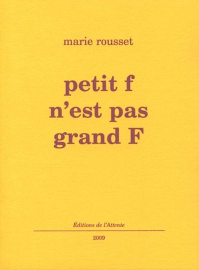 Petit f n'est pas grand F - Marie Rousset