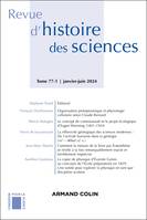 Revue d'histoire des sciences 1/2024