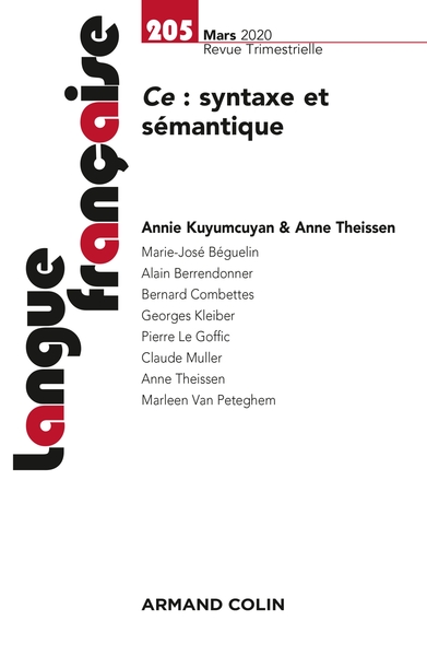 Langue française N° 205, mars 2020 Volume 205