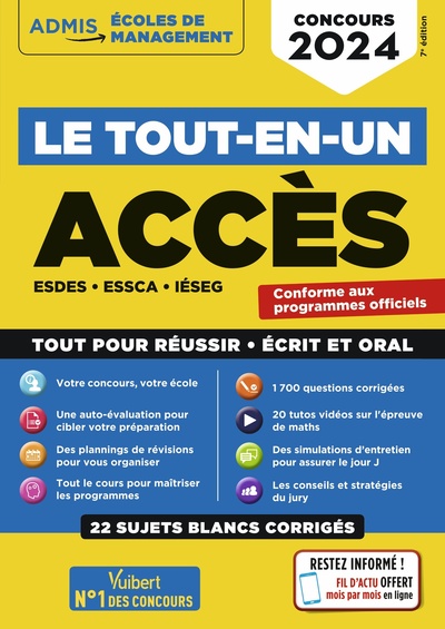 Le tout-en-un ACCES - 22 sujets blancs - Ecrits et oraux - Tutos offerts