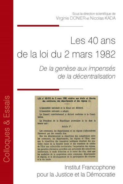 Les 40 ans de la loi de décentralisation du 2 mars 1982