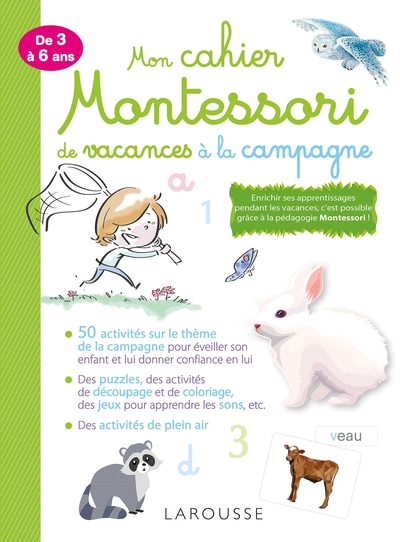 Mon cahier pour les vacances MONTESSORI : à la campagne