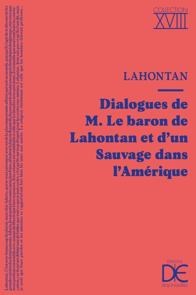 Dialogues de M. le baron de Lahontan et d’un Sauvage d - Baron de LAHONTAN