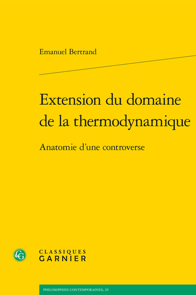 Extension du domaine de la thermodynamique - Emanuel Bertrand