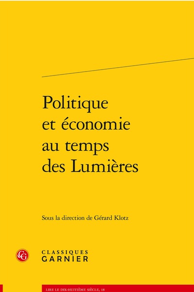 Politique et économie au temps des Lumières