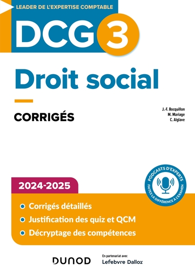 0 - DCG 3 - Droit social - Corrigés 2024-2025 - Martine Mariage