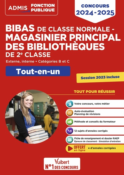 Concours BIBAS de classe normale - Magasinier principal des bibliothèques 2e classe - Tout-en-un - Catégorie B