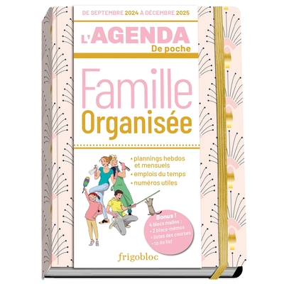 Agenda de poche 2025 de la famille organisée - rose (de sept. 2024 à déc. 2025)