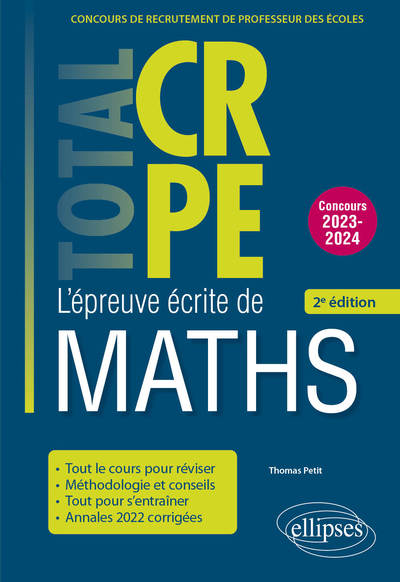 Réussir L’Épreuve Écrite De Mathématiques - Crpe - Concours 2023-2024