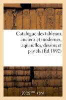 Catalogue des tableaux anciens et modernes, aquarelles, dessins et pastels