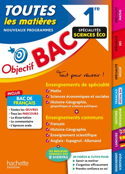 Objectif BAC 2025 - 1re Spécialités sciences éco Toutes les matières