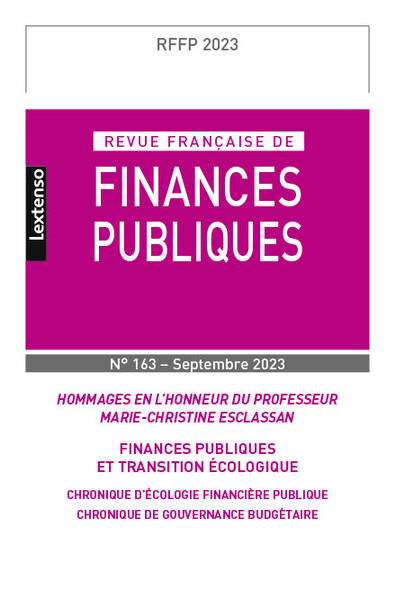 Revue française de finances publiques N° 163-2023 Volume 2023