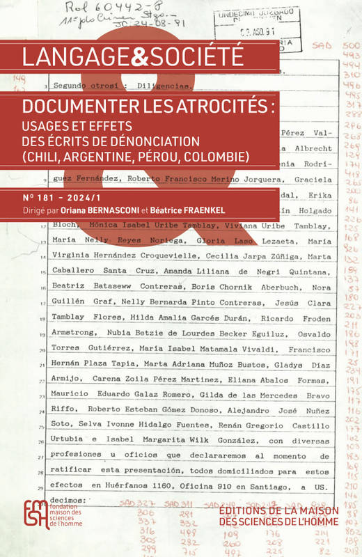 Langage Et Societe No 181  2024 1. Documenter Les Atrocites