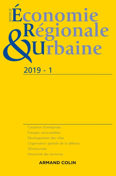 Revue D'Économie Régionale Et Urbaine N° 1/2019 Varia, Varia - Collectif