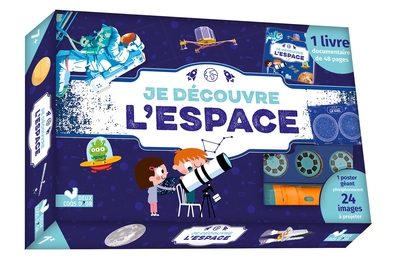 Je découvre l'espace - coffret avec lampe et poster phosphorescent des constellations