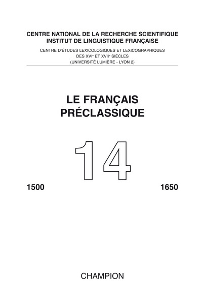 14, Le Français Préclassique 14 - 2012 - Revue Le Francais Pr