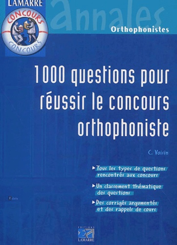 1000 questions pour réussir le concours orthophoniste