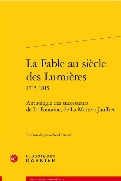 La Fable au siècle des Lumières