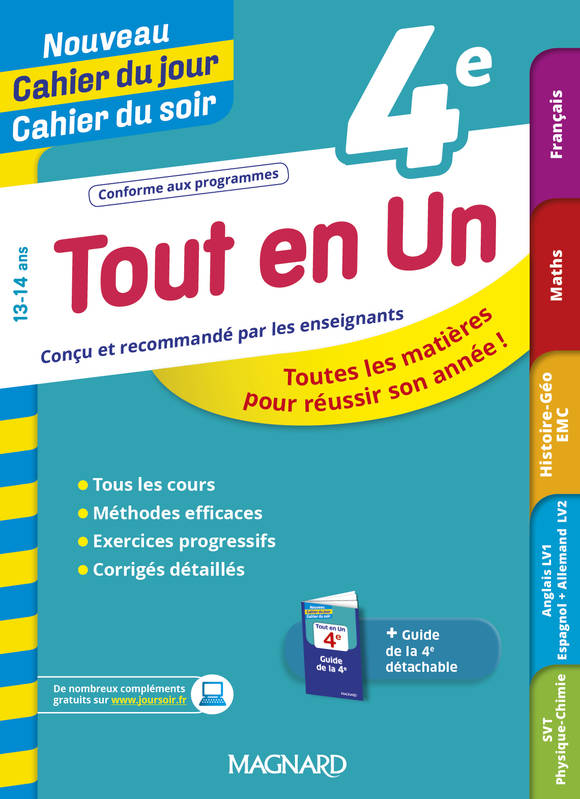 Tout en Un 4e - Leçons, méthodes et exercices - Nouveau Cahier du jour Cahier du soir