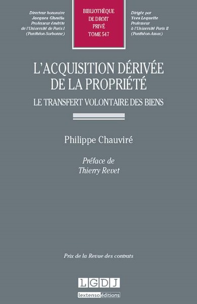 l'acquisition dérivée de la propriété : le transfert volontaire des biens