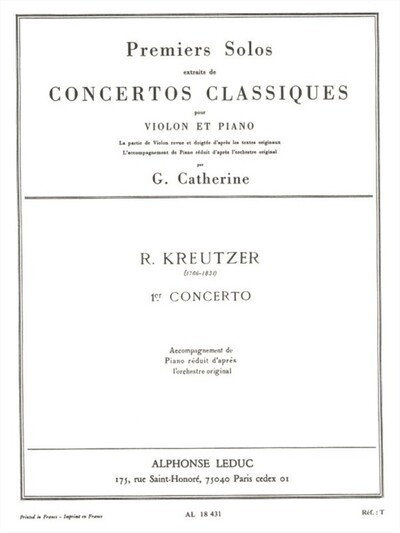 Concerto No. 1 (Kreutzer), Premiers Solos Concertos Classiques