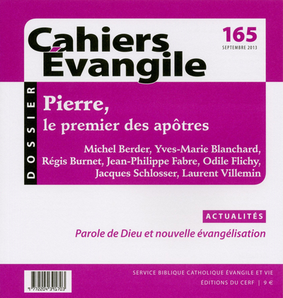 Cahiers Evangile N° 165, Septembre 2013 Volume 165