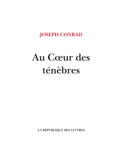 Au Cœur des ténèbres - Joseph Conrad