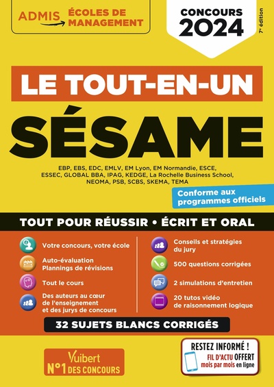 Le tout-en-un SÉSAME - 32 sujets blancs - Ecrits et oraux - Tutos offerts