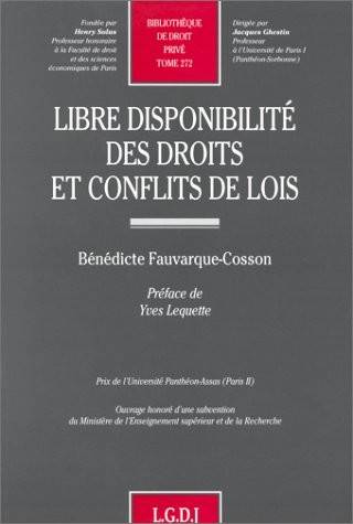 Libre Disponibilite Des Droits Et Conflits De Lois