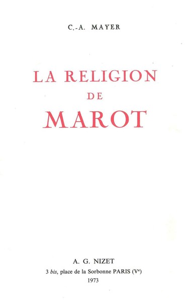 La Religion De Marot