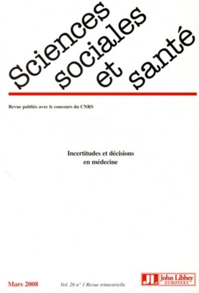 Sciences Sociales et Santé Volume 26 N° 1, Mars Volume 2008