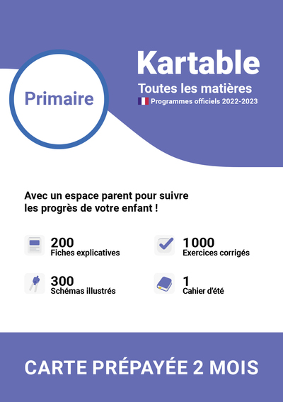 Kartable primaire : Carte prépayée 2 mois - L'ECOLE-SUR-INTERNET KARTABLE - L'école sur internet