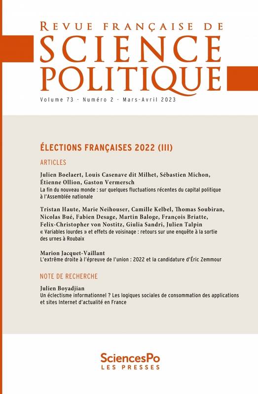 Revue française de science politique T73-2