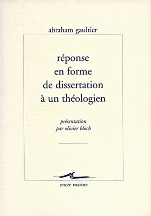 Réponse en forme de dissertation à un théologien