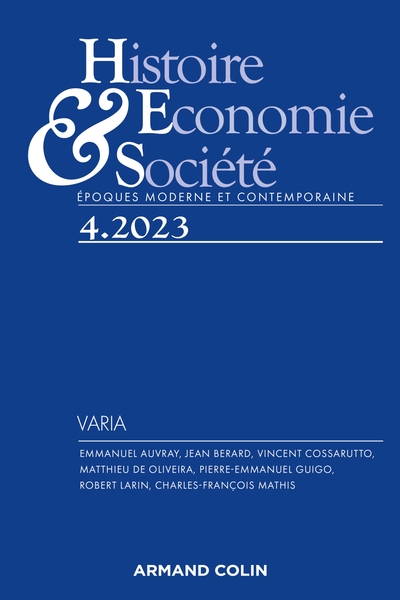 Histoire, Economie Et Société 4/2023, Varia