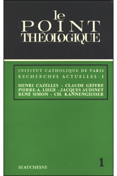 Recherches actuelles I - Tome 1 - Collectif Institut Catholique