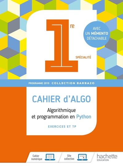 Barbazo Algo 1Ère - Cahier D'Exercices - Ed. 2019