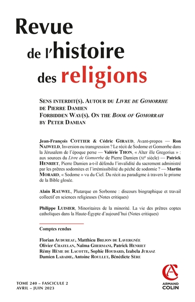 Revue de l'histoire des religions - Nº2/2023 - Collectif