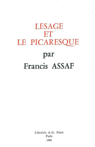 Lesage et le picaresque