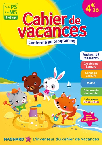 Cahier de vacances De la PS à la MS. 3-4 ans