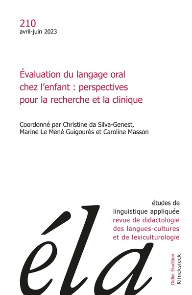 Etudes de Linguistique Appliquée N° 210, avril-juin 2023 Volume 2023