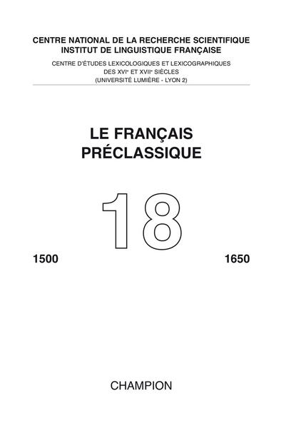 18, Le Français Préclassique 18 - 2016