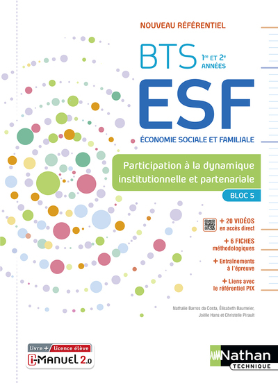 Participation à la dynamique institutionnelle et partenariale Bloc 5 BTS ESF 1ère et 2ème années - 2023 -Manuel+ iManuel