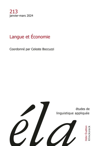 Etudes De Linguistique Appliquée - N°1-2024, Langue Et Économie