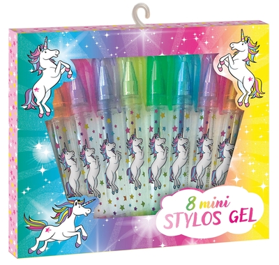 8 mini stylos gel licornes