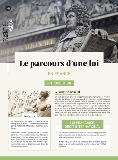 Le parcours d'une loi en France - Dépliant - Collectif