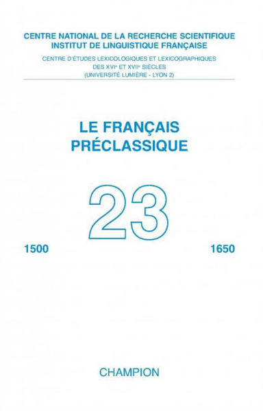 23 - Le français préclassique n°23 - 2021