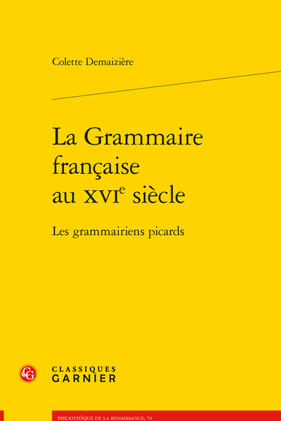 La Grammaire française au XVIe siècle