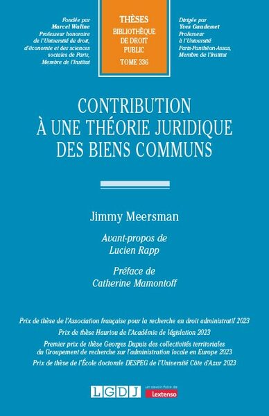 Contribution à une théorie juridique des biens communs - Jimmy Meersman