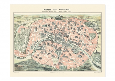 Carte - Nouveau Paris monumental - Géographie nostalgique - Garnier, Auguste-Désiré